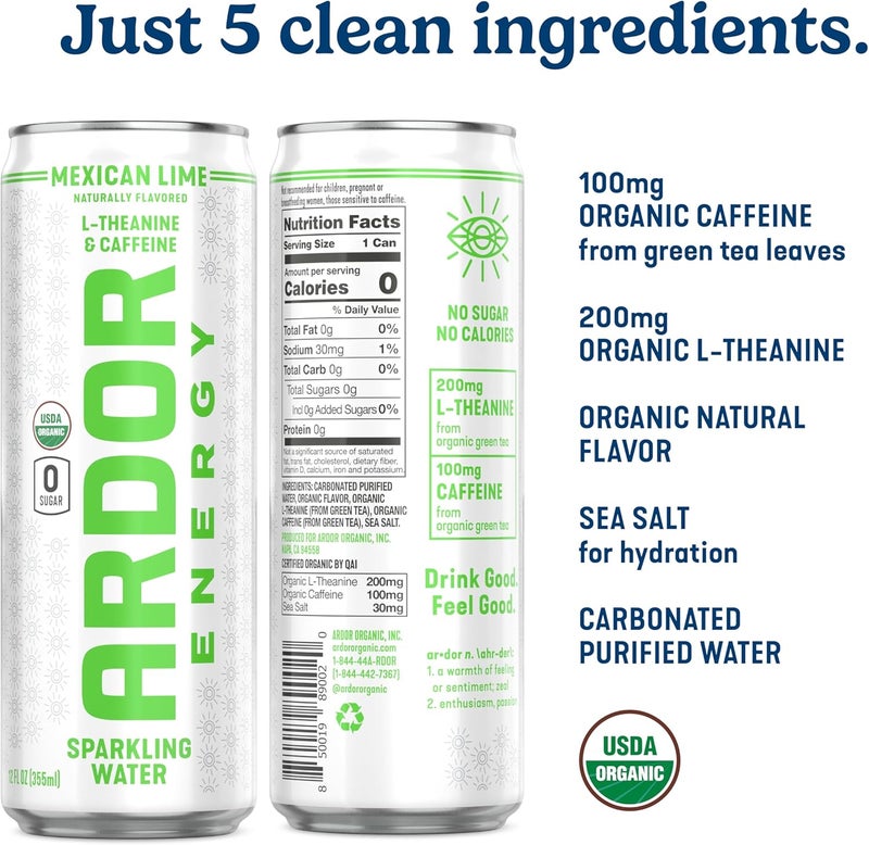 ARDOR ENERGY Sparkling Water - Mexican Lime 12 Pack - Image 2